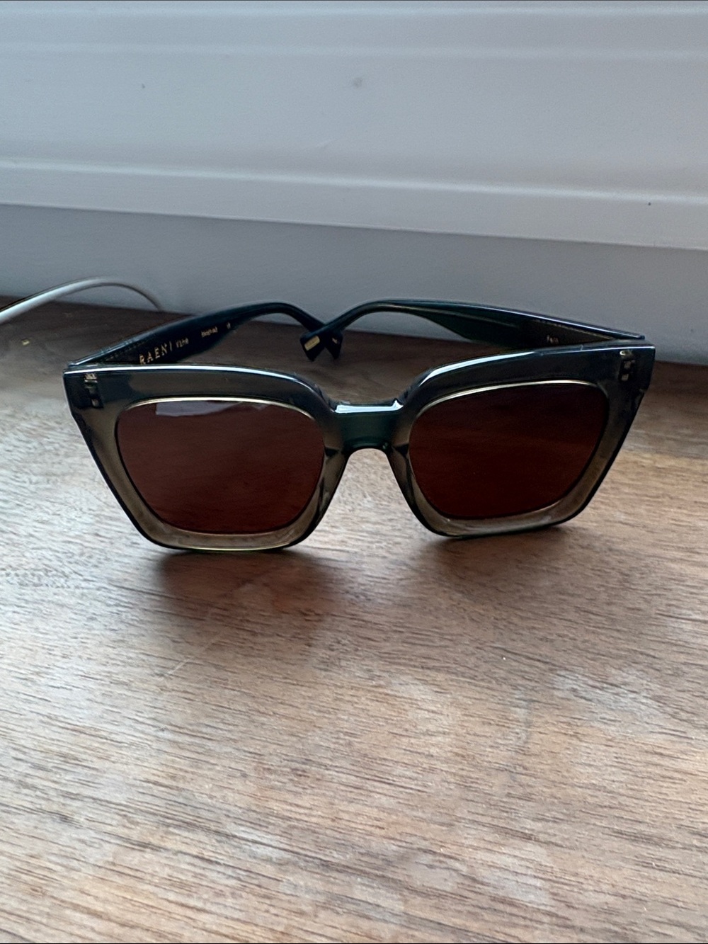 RAEN Green Square Acetate Sunglasses with Brown Lenses